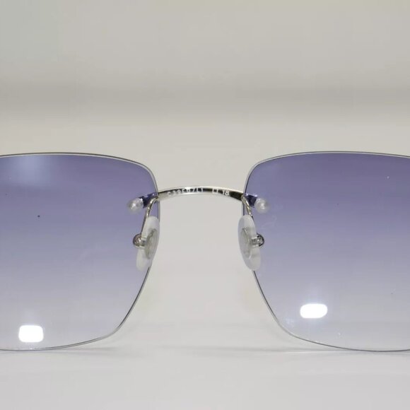 Cartier C Decor Wood Rimless Sunglasses Silver purple Gradient - Picture 6 of 13